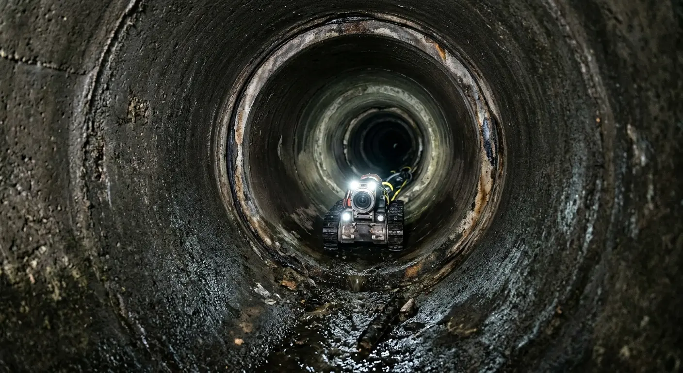 Robotic sewer camera inspecting pipe interior for Sewer Line Cleaning in Taylor